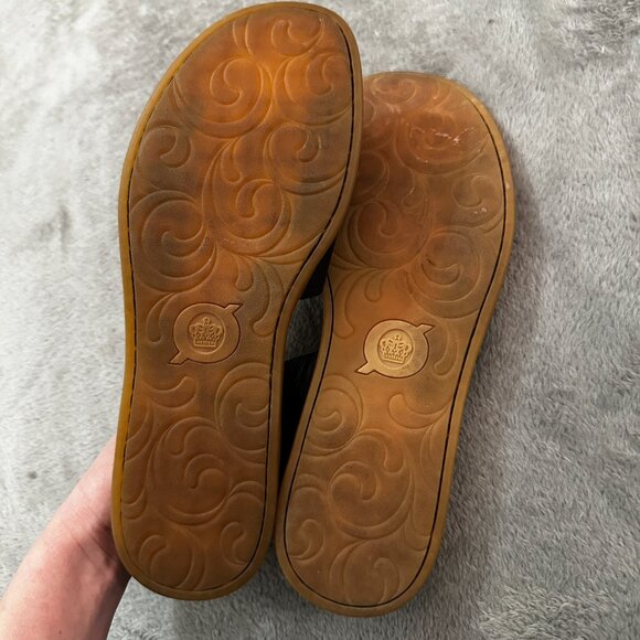 Born Inlet Black Leather Sandals Shoes Women's 11 Flats Comfort Slingback - Picture 5 of 6